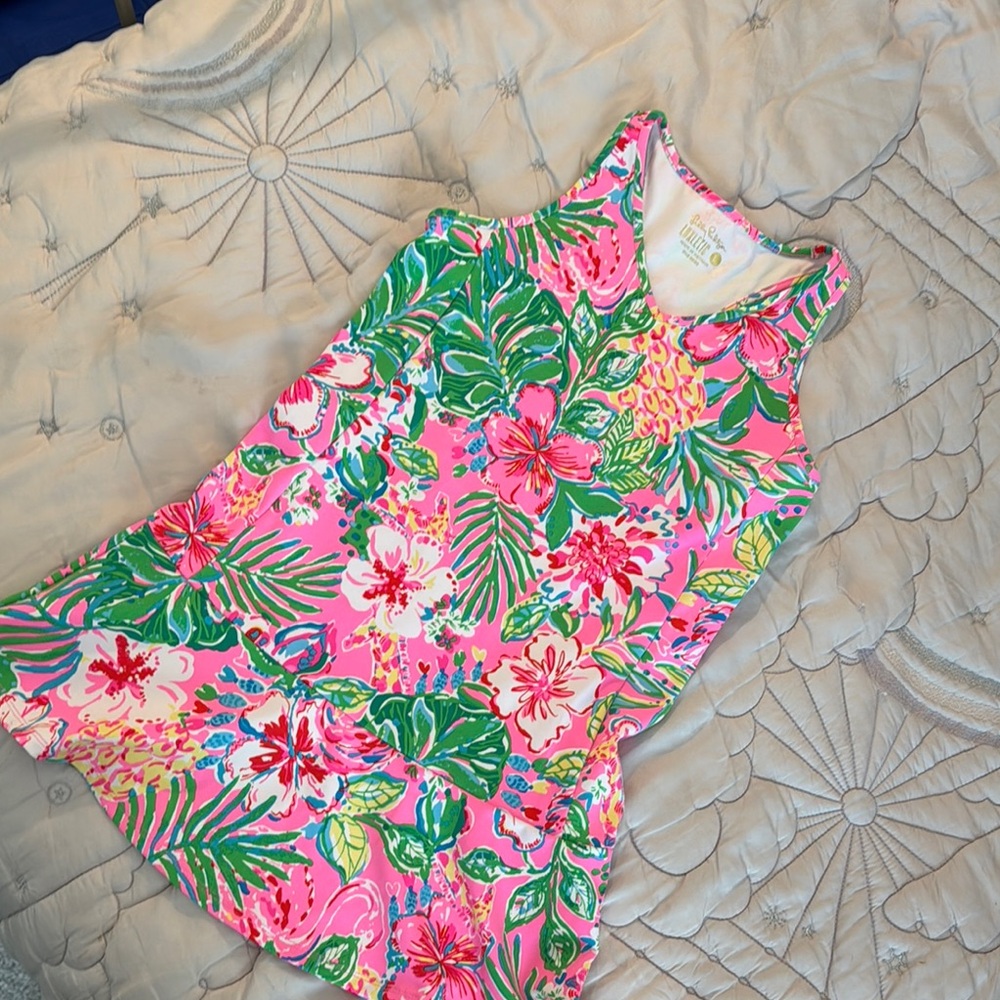 Lilly Pulitzer Girls Floral Pink and Green Sleeveless Dress